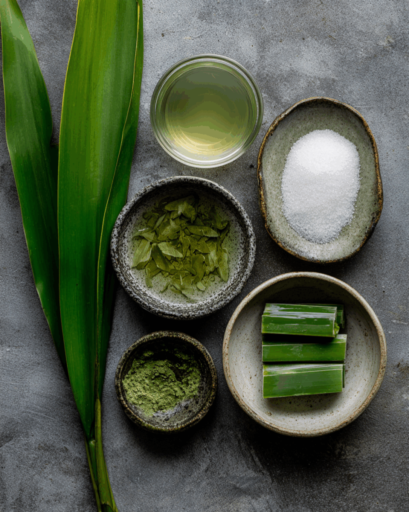 blending pandan leaves for pandan juice