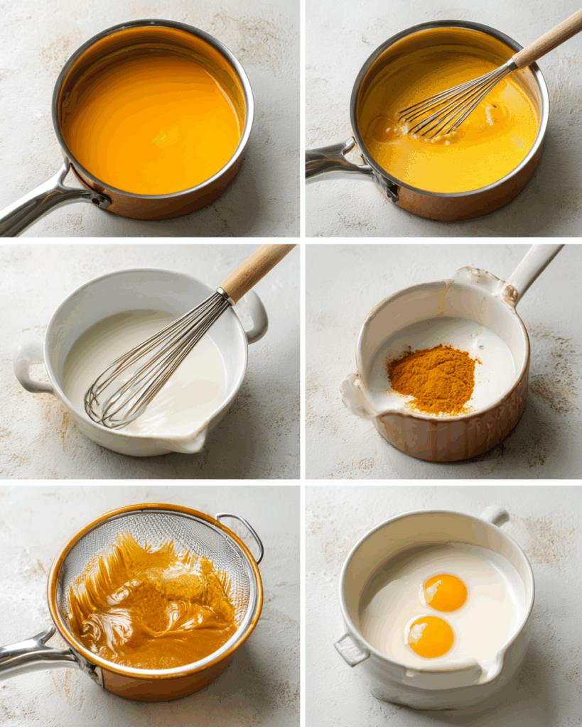 Caramelizing sugar on Thai Milk Tea Crème Caramel