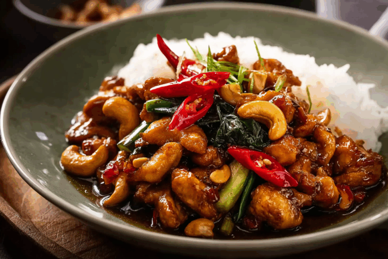 Cashew Chicken Thai Style served with jasmine rice