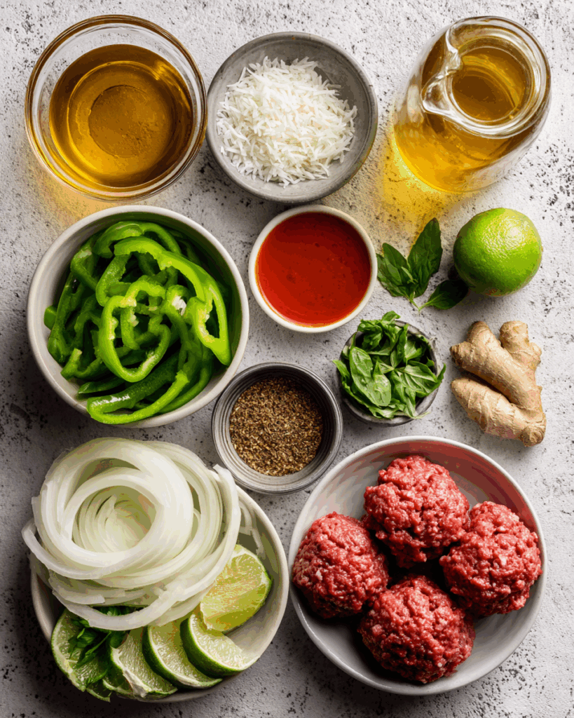  Cooking Homemade Thai Coconut Curry Meatballs with vegetables in a skillet