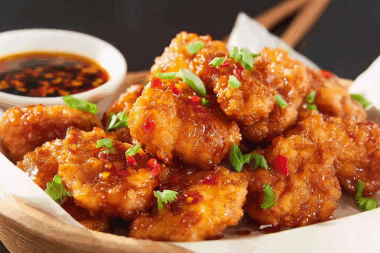 Crispy Thai Chicken Bites with sweet chili sauce