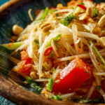 Homemade Thai Papaya Salad served in a bowl