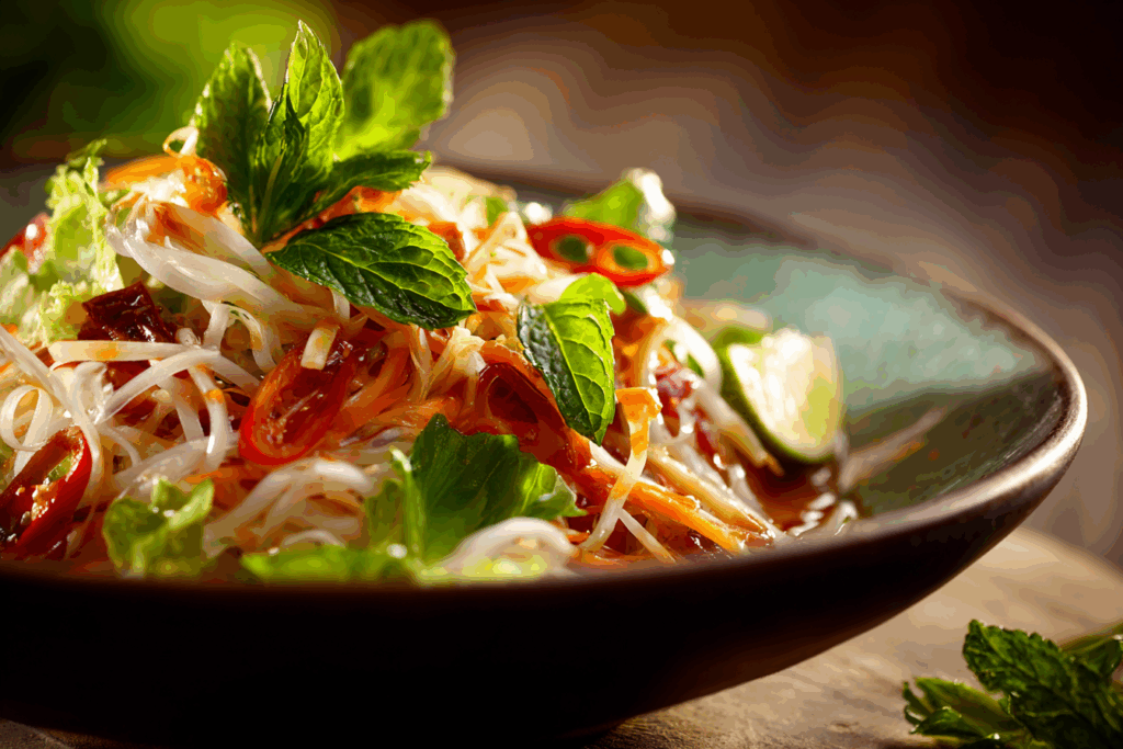 Pad Thai Salad with fresh vegetables and creamy Thai dressing
