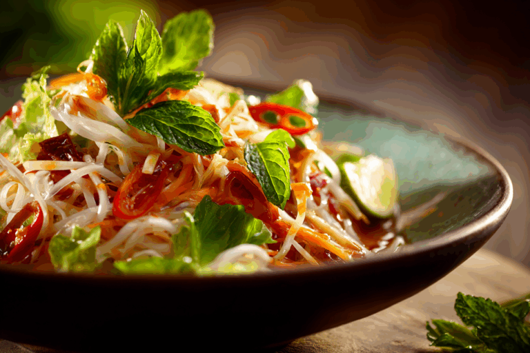 Pad Thai Salad with fresh vegetables and creamy Thai dressing