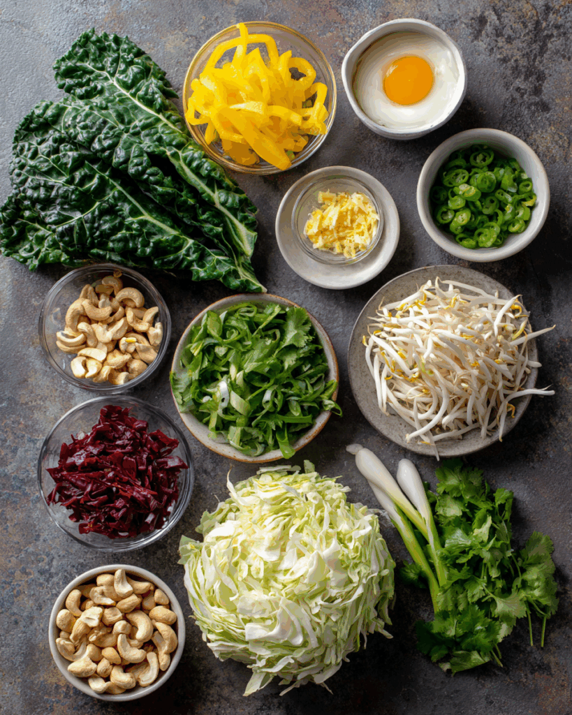 Fresh ingredients for making Pad Thai Salad