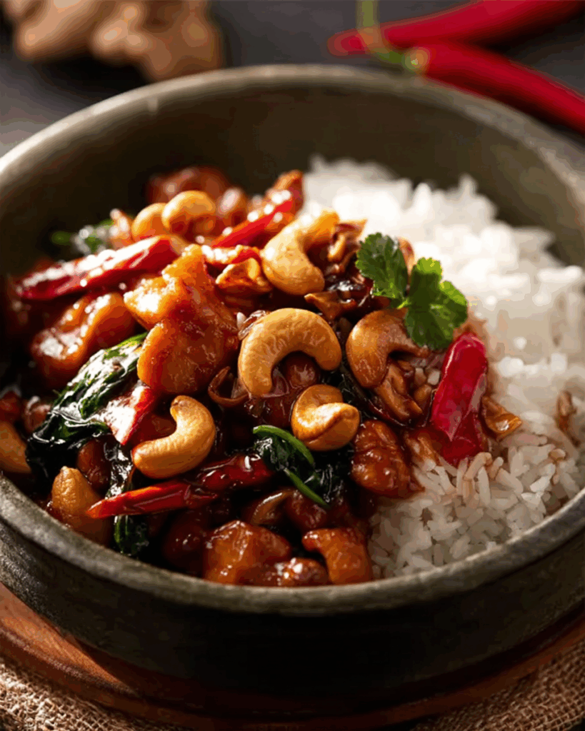 Reheating Cashew Chicken Thai Style in skillet