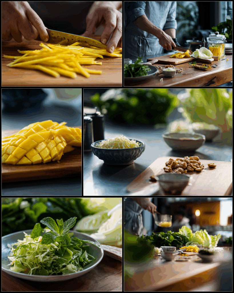 Spicy Thai mango dish with tofu and red chilies