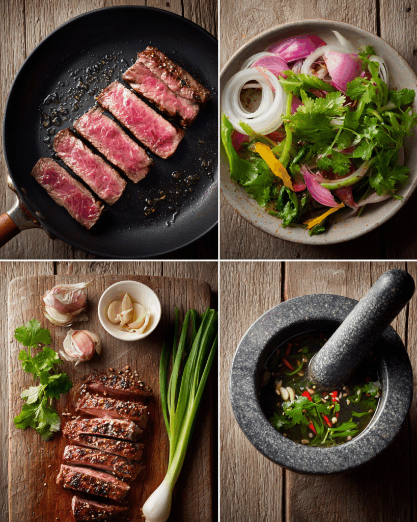 Seared beef steak for Thai Beef Salad