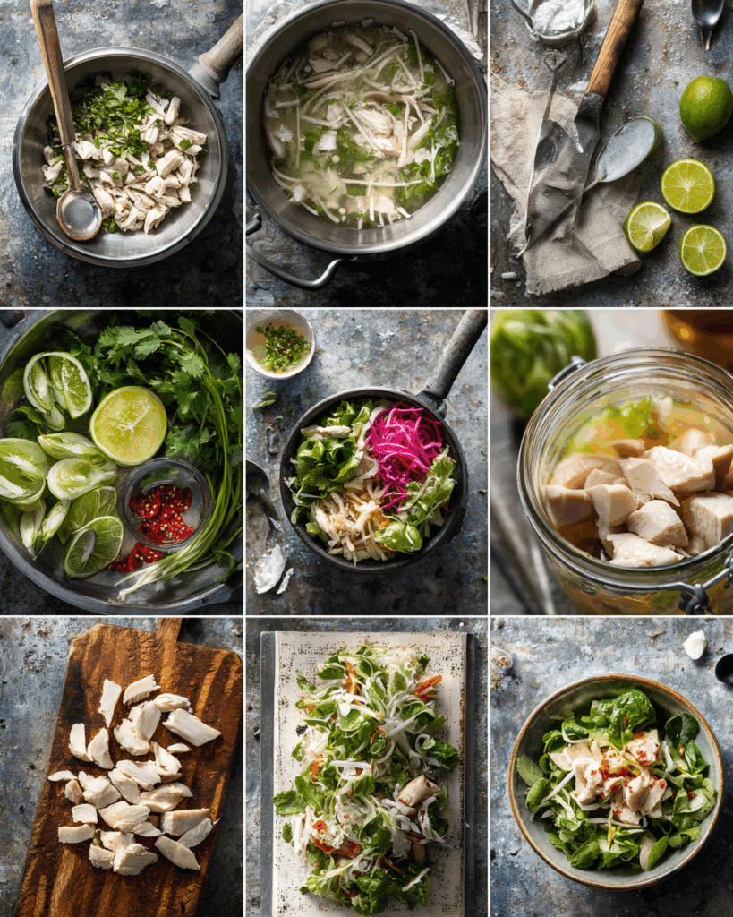 Thai Chicken Salad with noodles served in a bowl