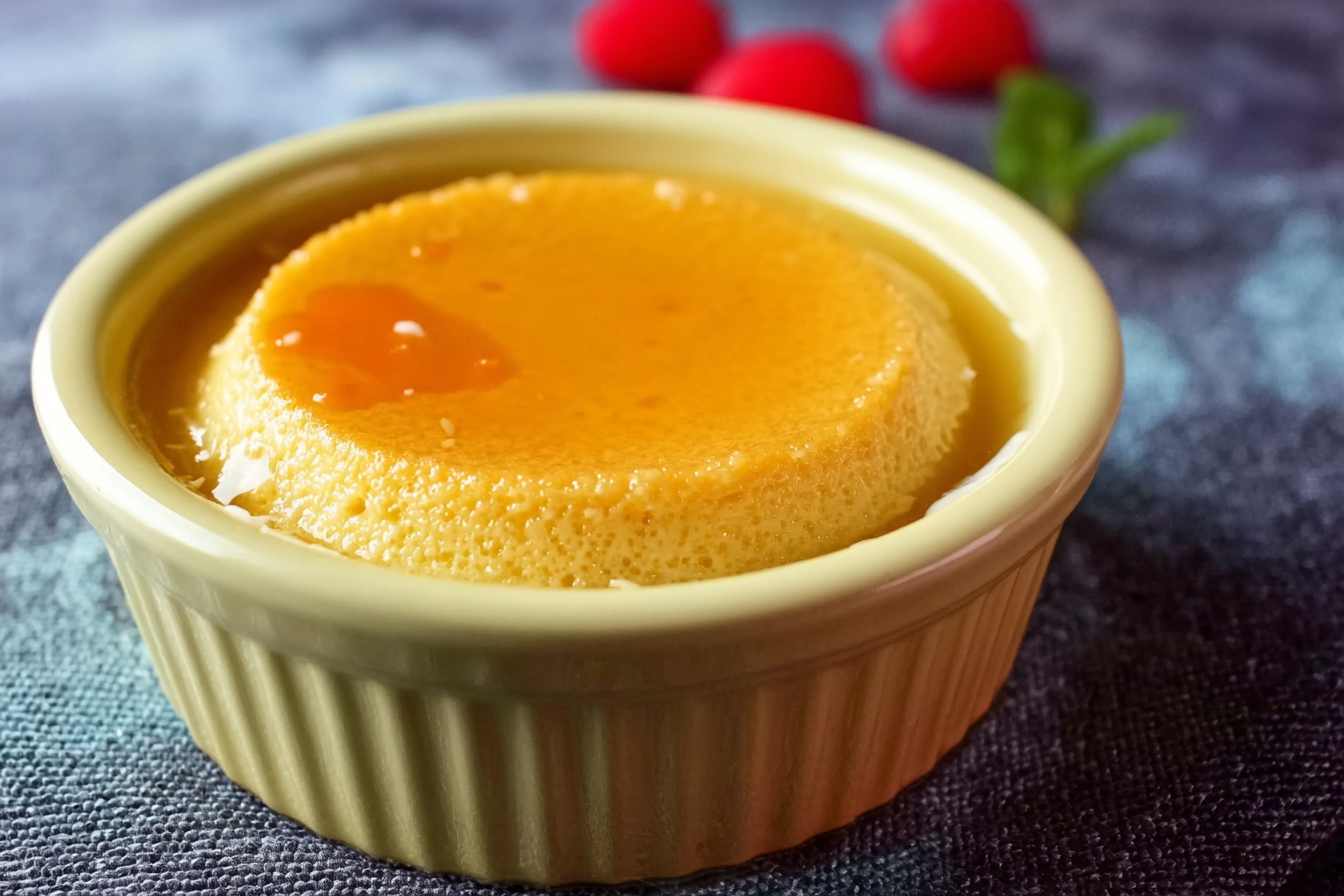 Thai Coconut Custard close-up in ceramic ramekins