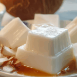 Thai Coconut Jelly Dessert with mango and mint