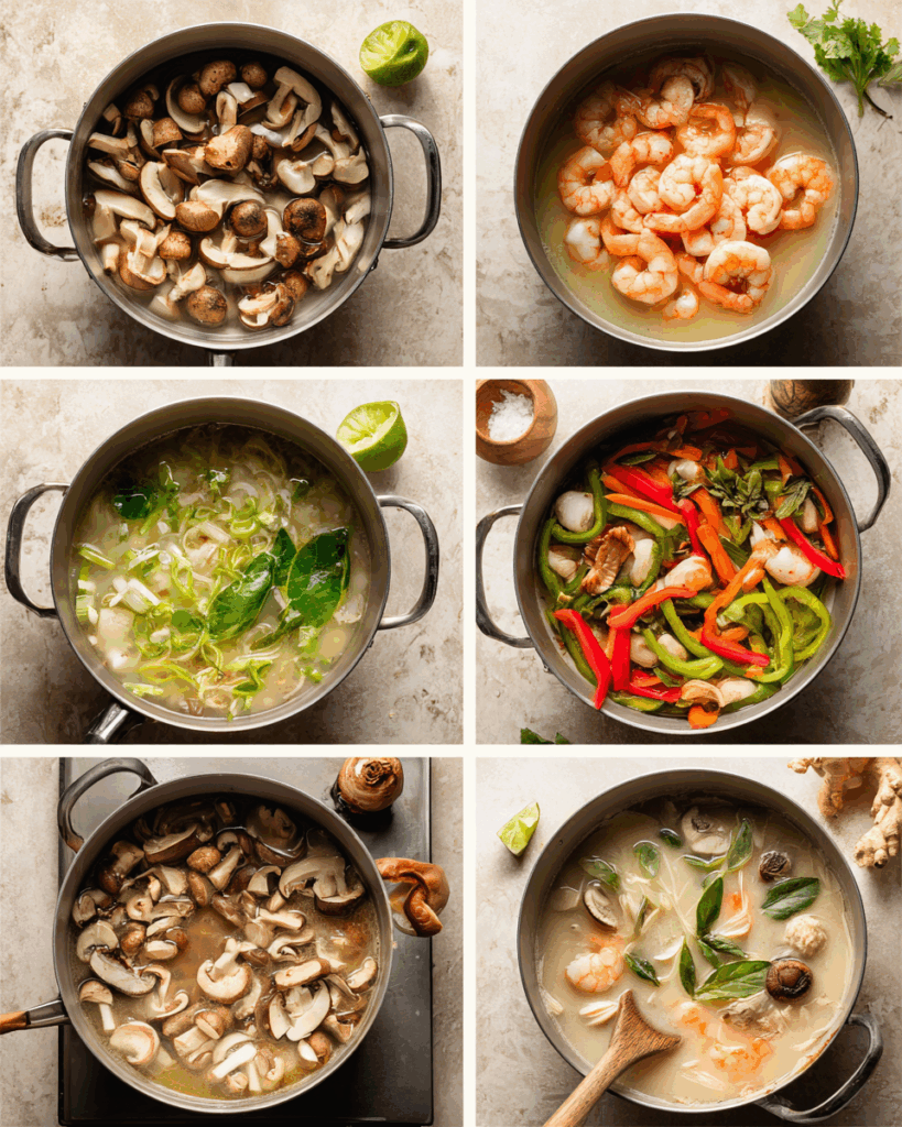 Thai coconut soup with shrimp and noodles.