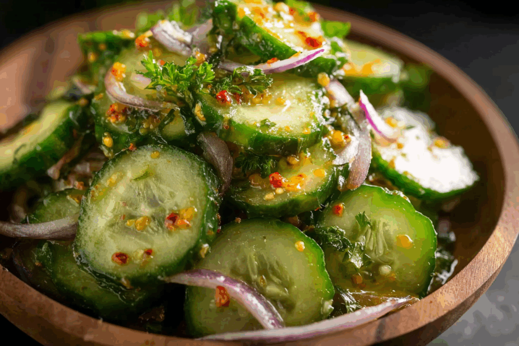 Thai Cucumber Salad with peanuts and cilantro