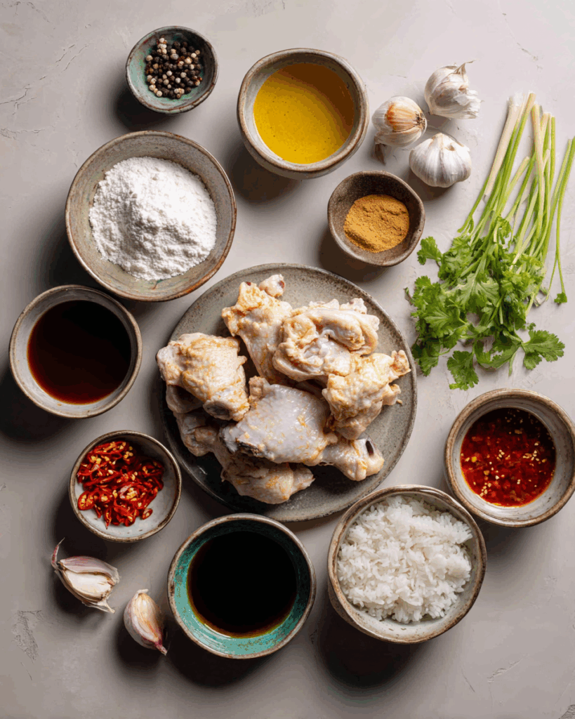 Thai Fried Chicken marinade with garlic and cilantro