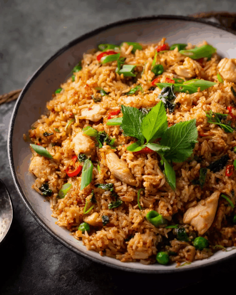 Thai Fried Rice With Chicken meal with side dishes