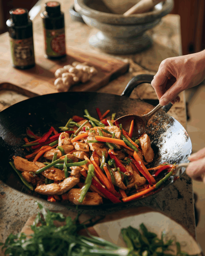 Thai Ginger Chicken served with jasmine rice