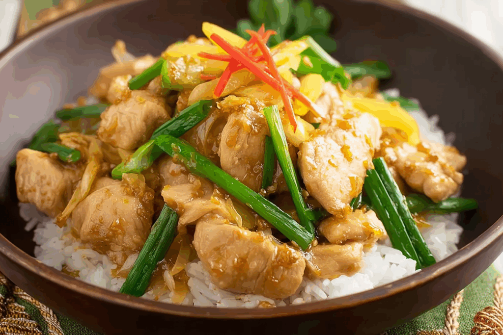 Thai Ginger Chicken stir-fry with fresh ginger and vegetables