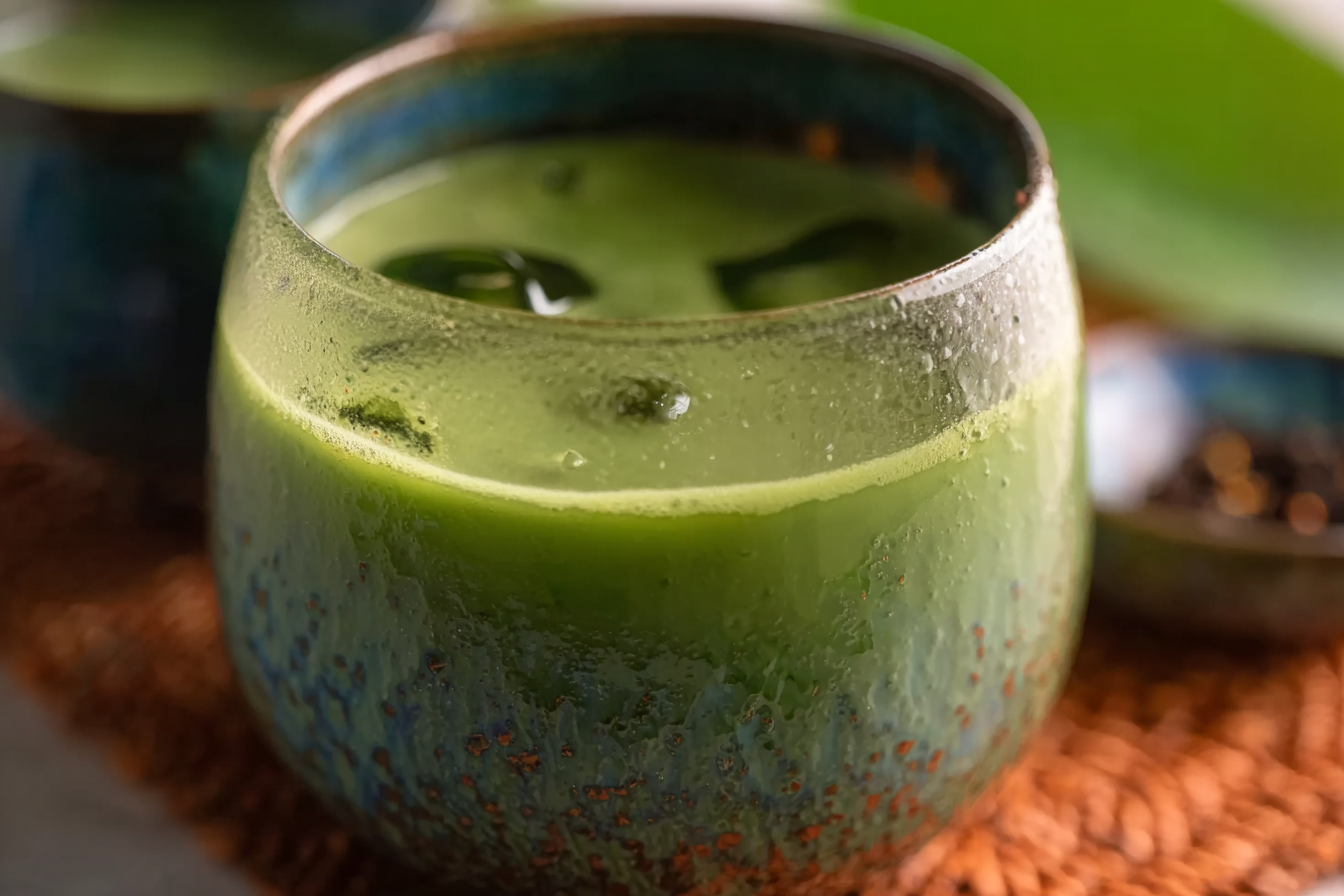 Authentic Thai Green Tea in a Tall Glass
