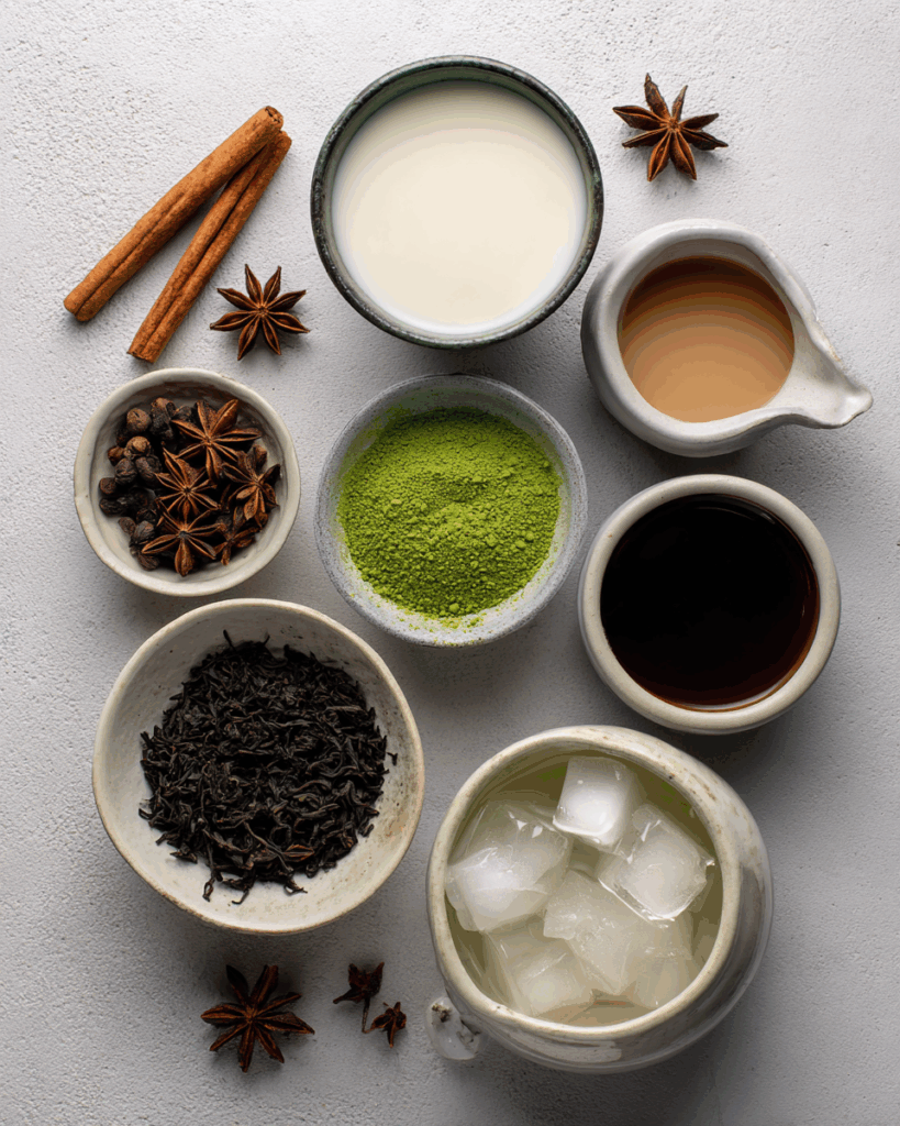 Ingredients for Homemade Thai Green Tea
