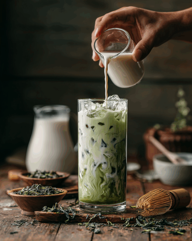 Thai Green Tea Smoothie in Mason Jar