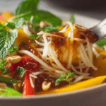 Vibrant Thai Mango Salad close-up with fresh herbs and nuts
