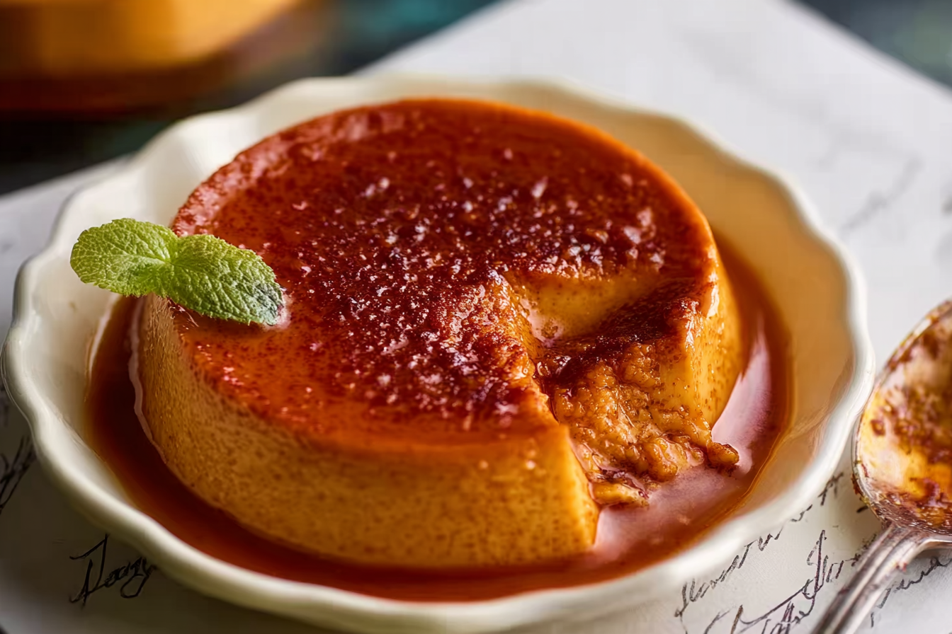 Thai Milk Tea Crème Caramel with caramelized top