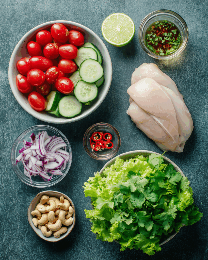 Thai Chicken Salad dressing ingredients close-up