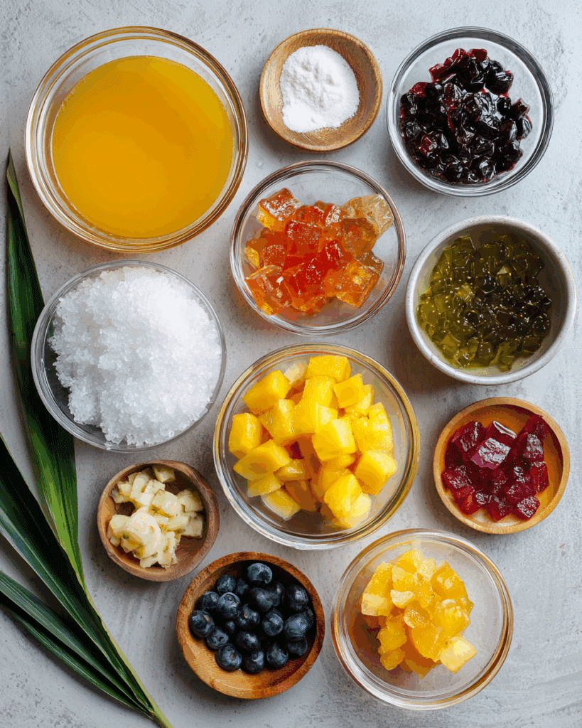 Fruit layer preparation for agar jelly fruit cake