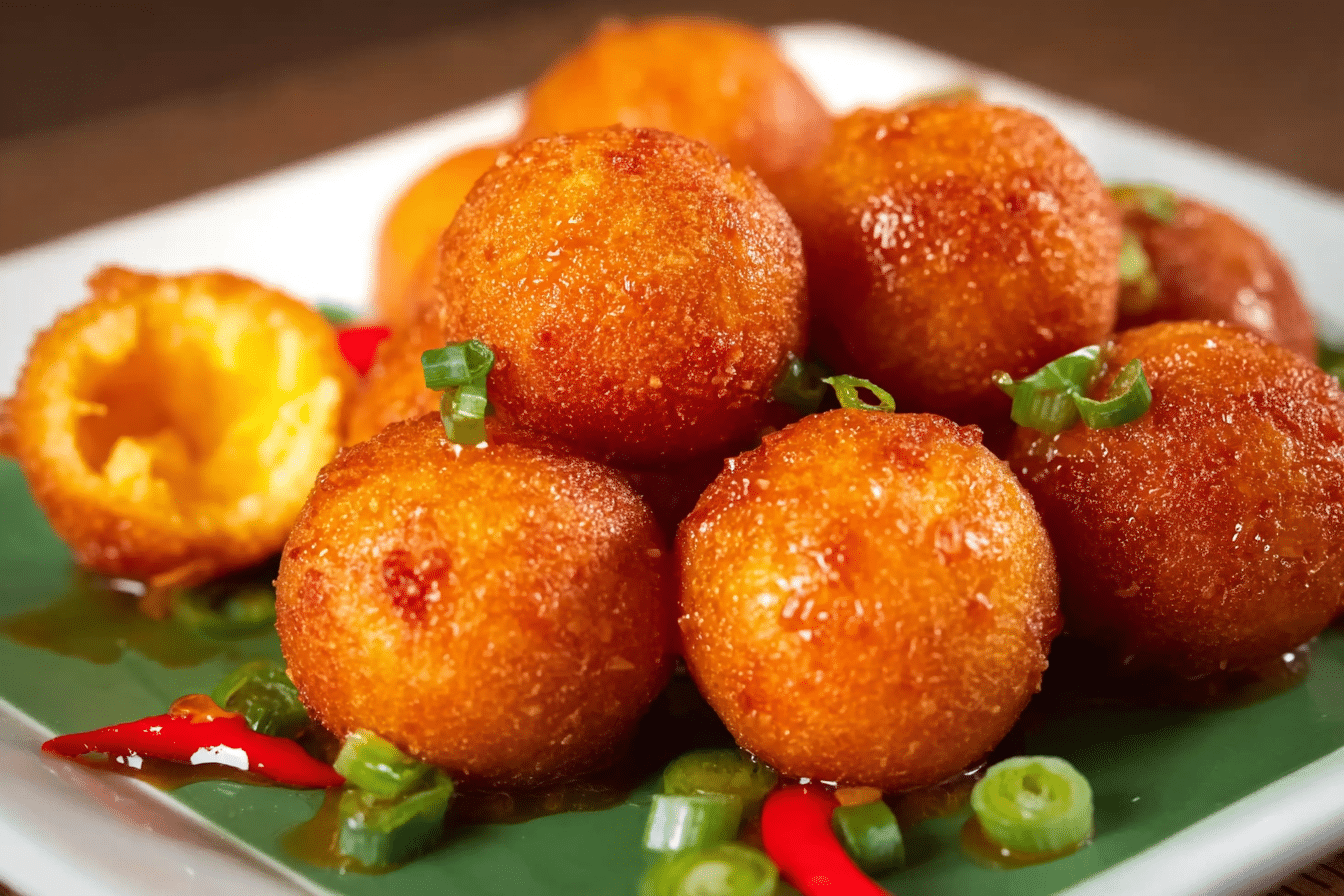 Authentic Thai Fried Sweet Potato Balls street food recipe – crispy outside, chewy inside.