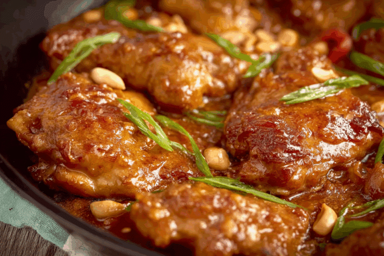 Thai Peanut Chicken Bake in creamy peanut sauce