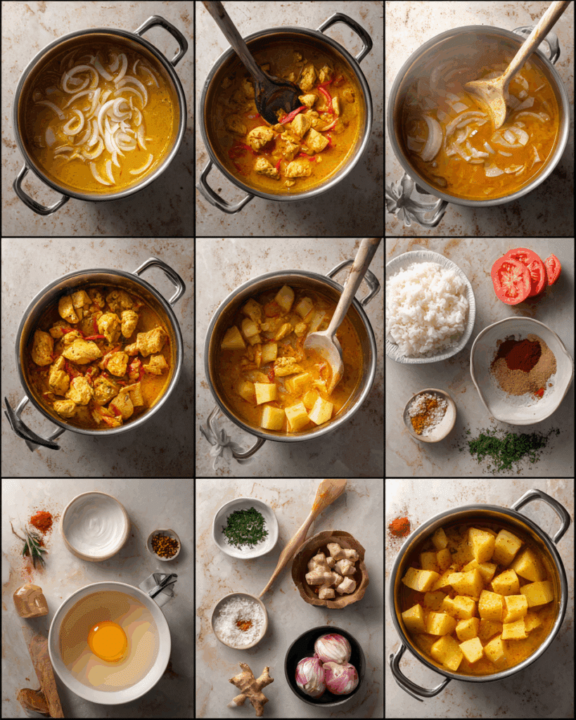 Vegetable-loaded Thai Yellow Chicken Curry with Potatoes