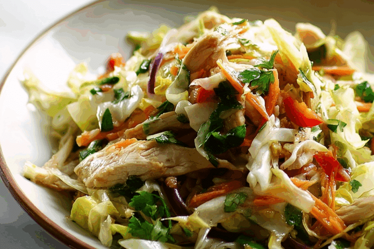 Thai Chicken Cabbage Salad close-up
