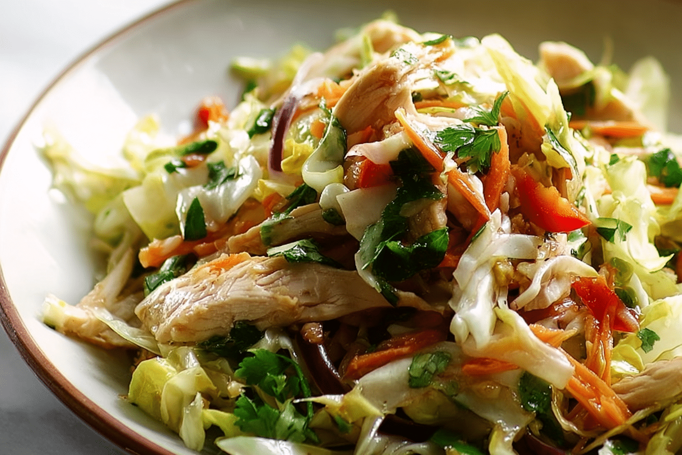 Thai Chicken Cabbage Salad close-up
