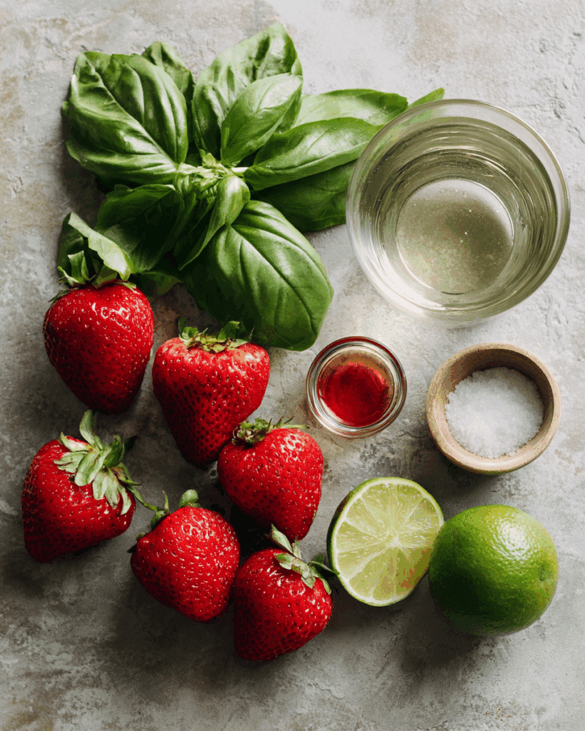 Strawberry Basil Sparkling Mocktail