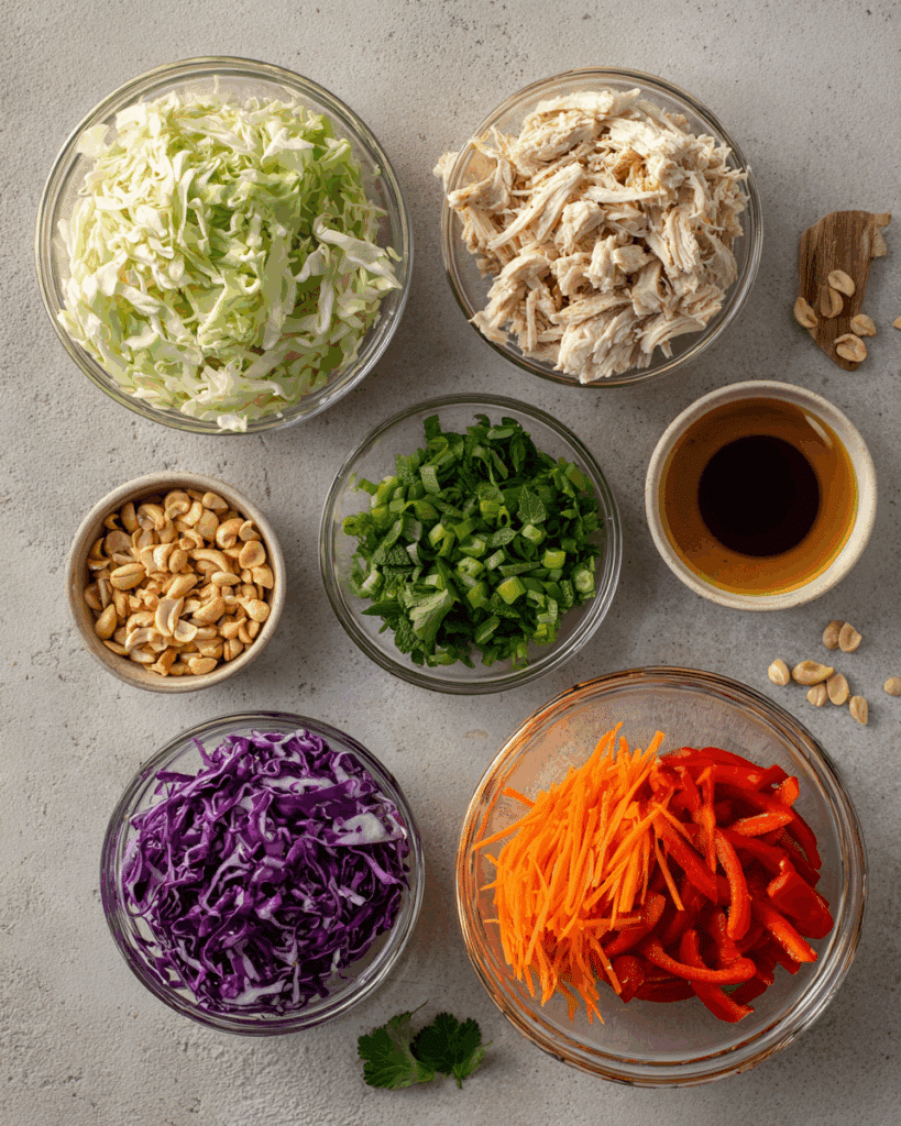 Thai Chicken Salad ingredients displayed