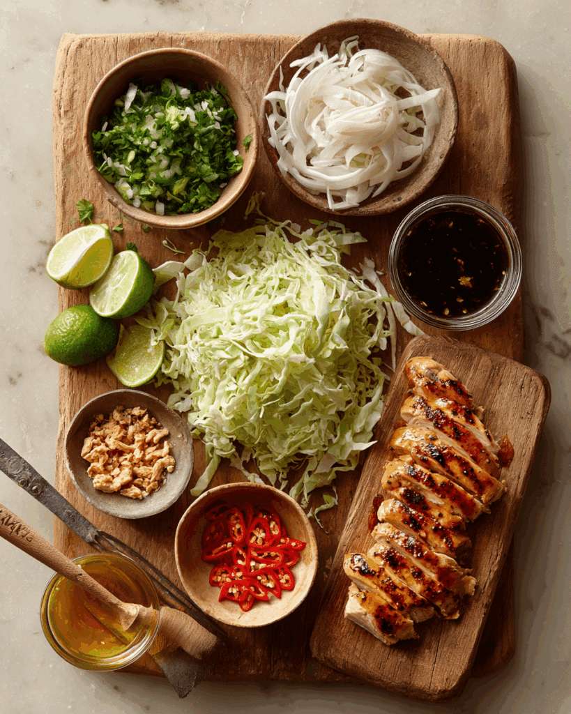 Tossed cabbage salad for Coconut Lime Chicken and Cabbage Salad