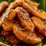 Thai Fried Bananas fresh and crispy on banana leaf