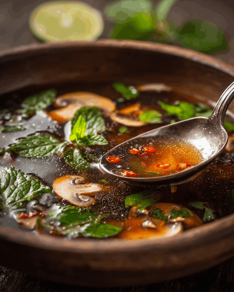 Fresh ingredients for Thai Mushroom Soup with Herbs