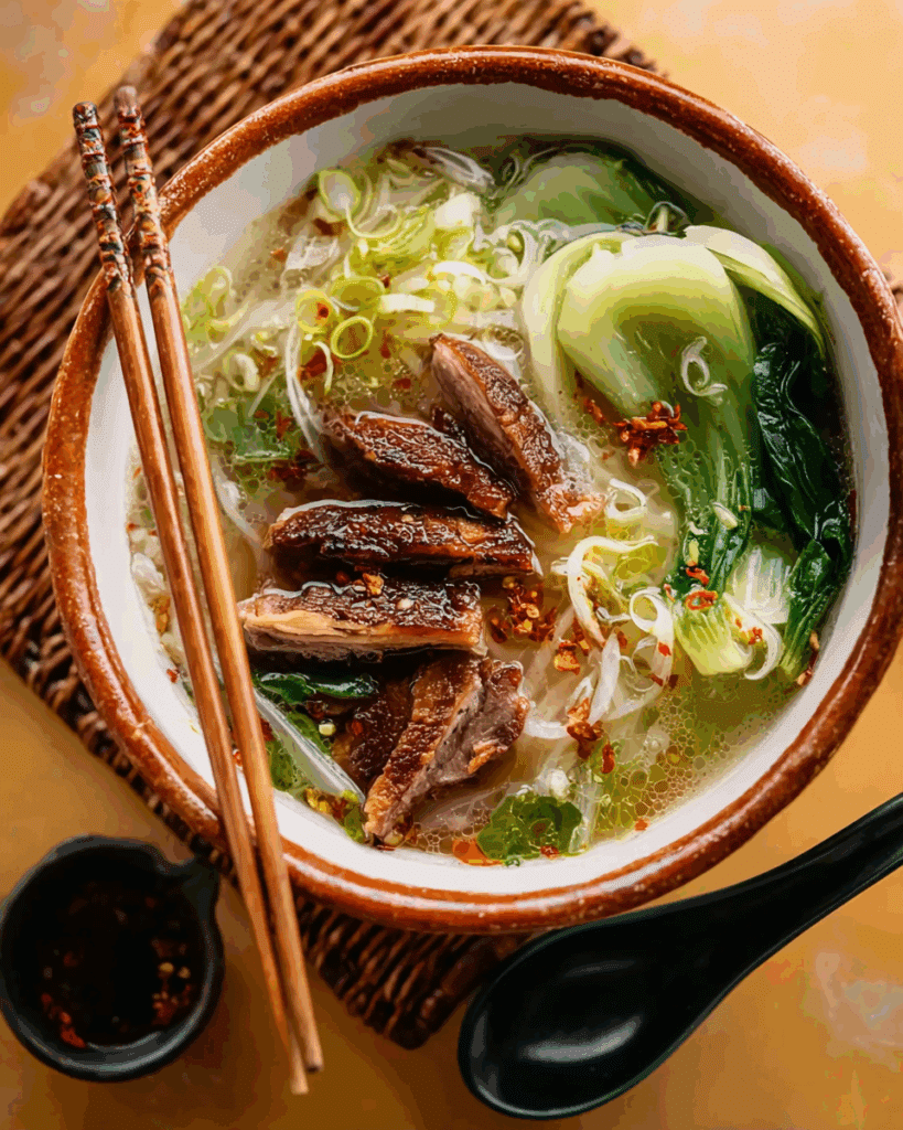 Thai condiments served with Duck Noodle Soup