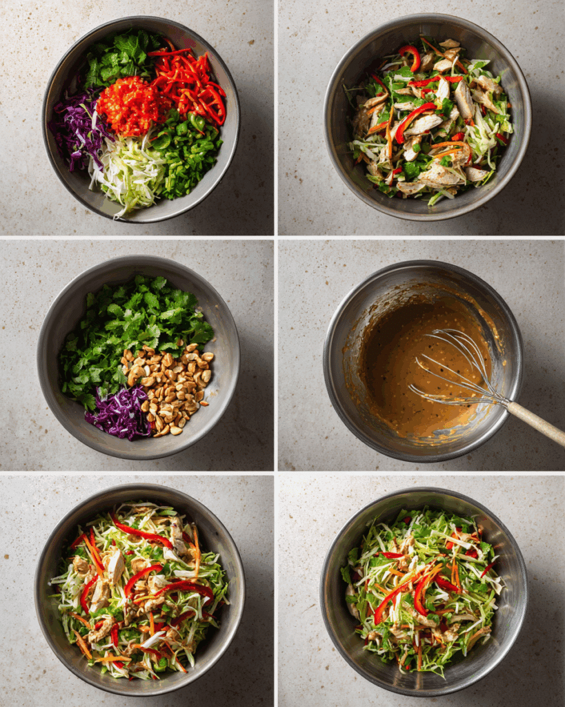 Thai Chicken Cabbage Salad with Thai pumpkin coconut soup