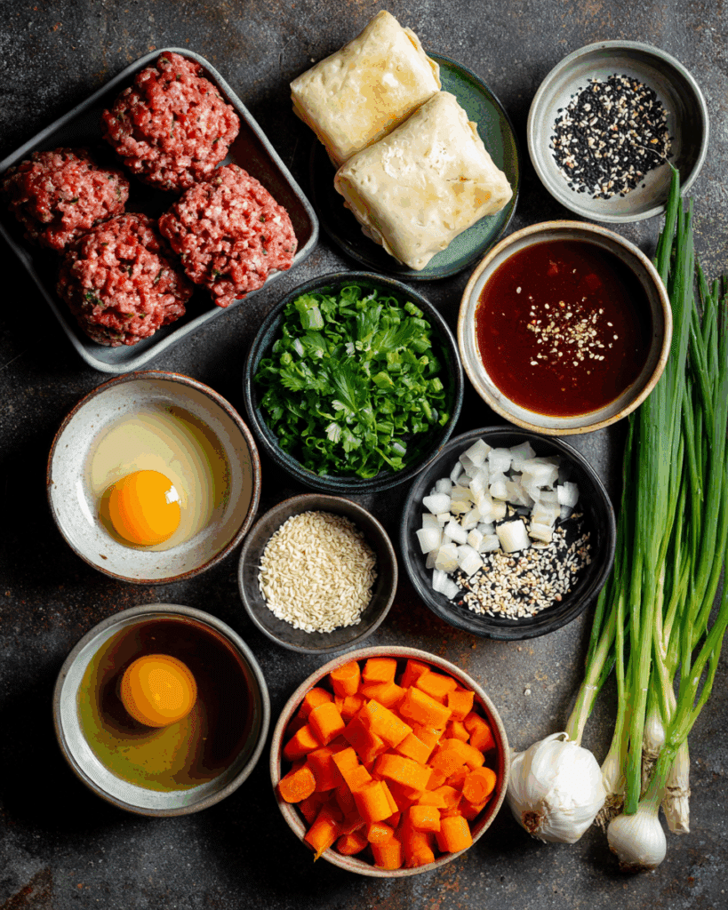Mixing Thai red curry paste into sausage filling