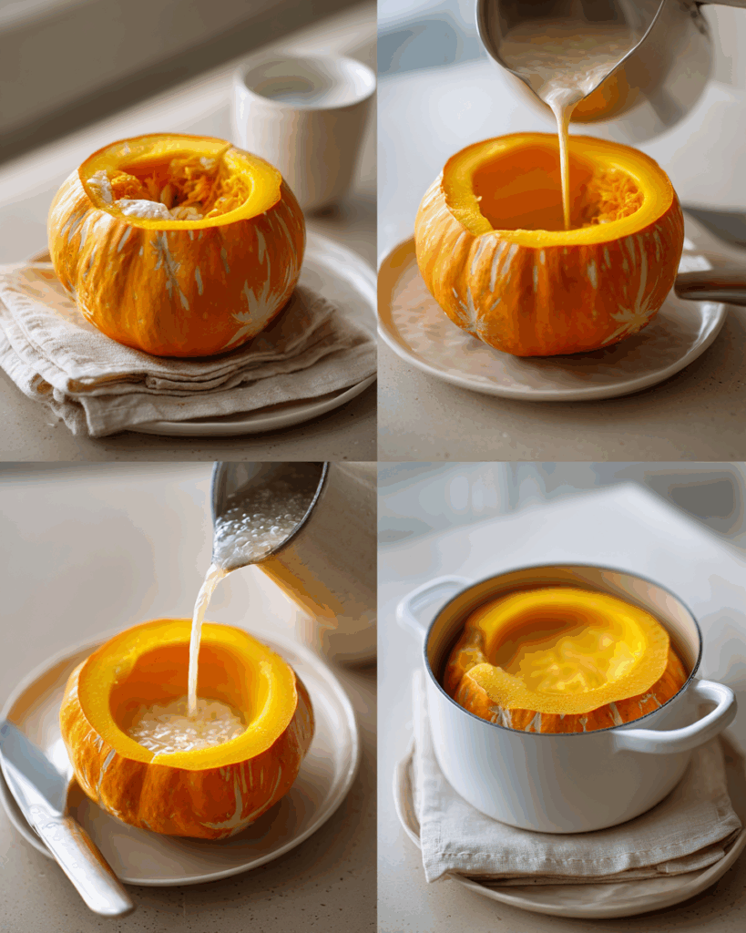 Steaming Thai Pumpkin Custard in a traditional Thai steamer