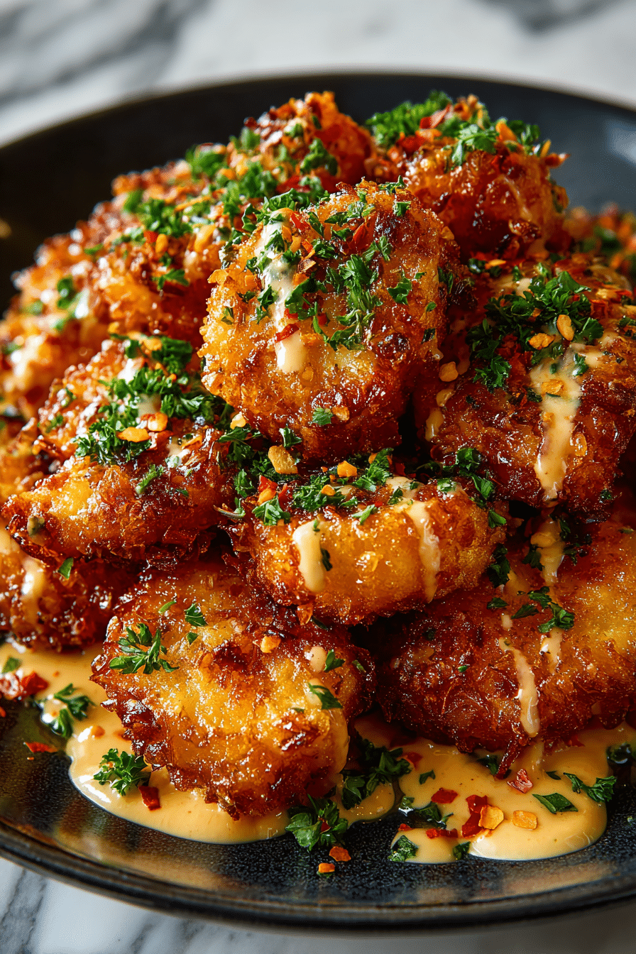 Bang Bang Style Thai Chicken served on cucumber with sesame garnish