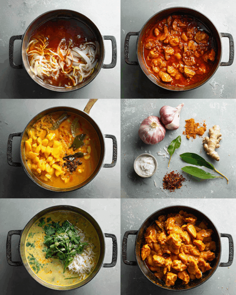 cooking massaman chicken curry in pot