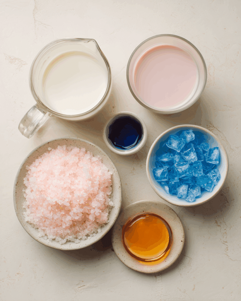 Thai pink milk drink ingredients on Thai kitchen counter