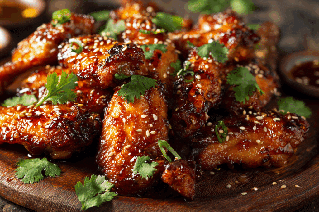 Thai Sweet and Sour Chicken Wings crispy close-up