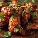 Thai Sweet and Sour Chicken Wings crispy close-up