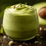 Thai avocado smoothie served in a tall glass with mint garnish