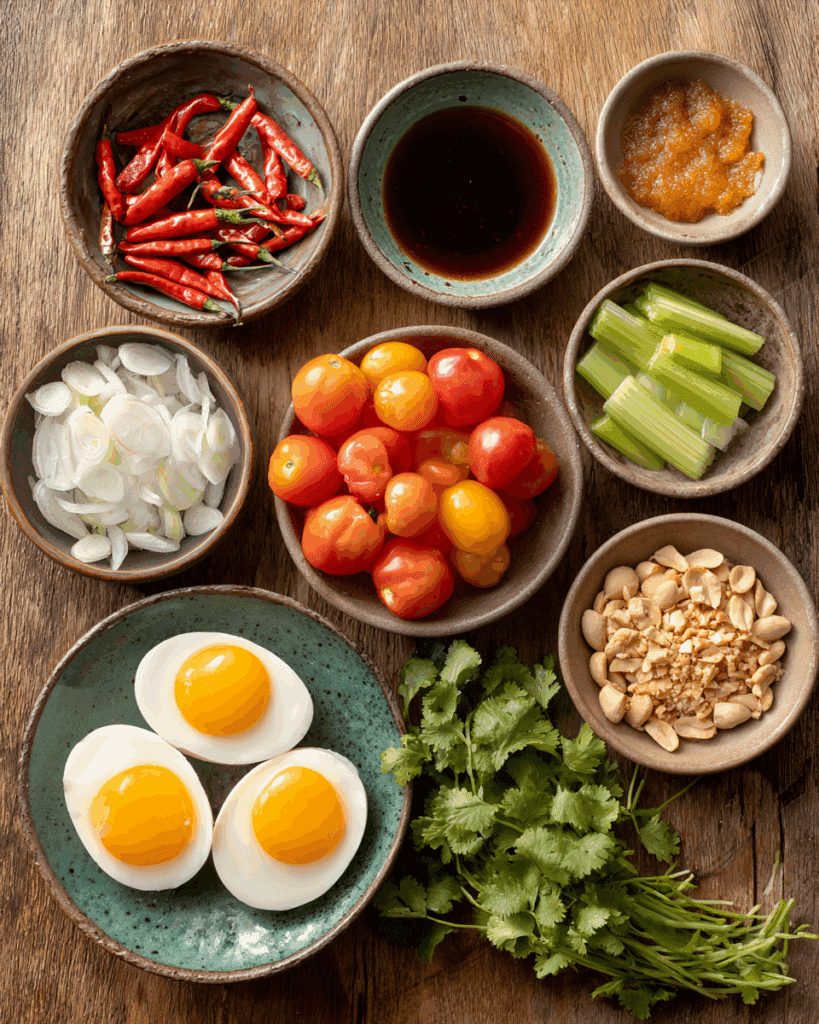 Ingredients for crispy fried egg salad recipe