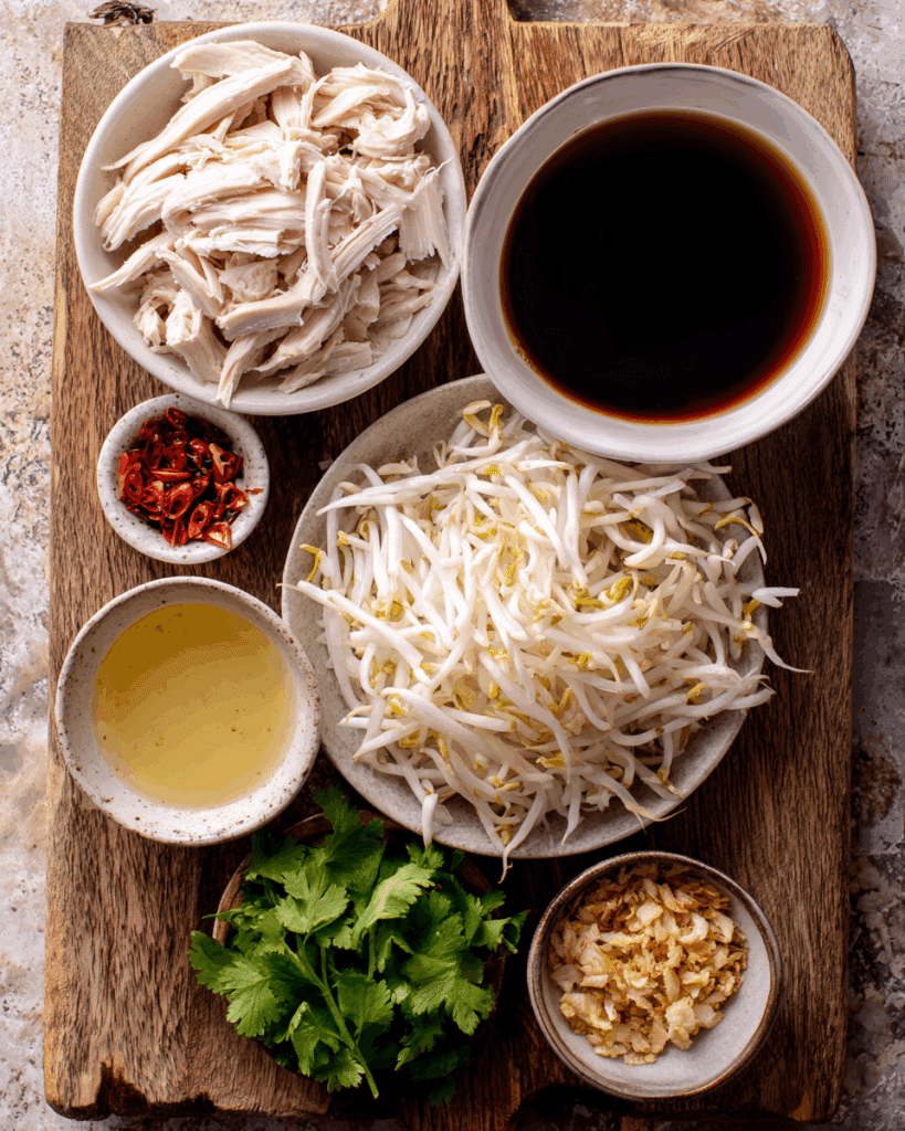 Ingredients for Thai Clear Soup with Bean Sprouts and Chicken